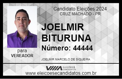 Candidato JOELMIR BITURUNA 2024 - CRUZ MACHADO - Eleições