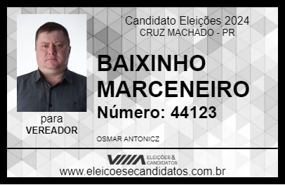 Candidato BAIXINHO MARCENEIRO 2024 - CRUZ MACHADO - Eleições