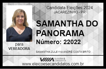 Candidato SAMANTHA DO PANORAMA 2024 - JACAREZINHO - Eleições