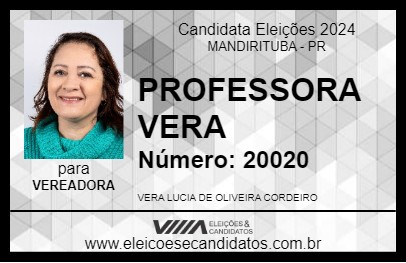 Candidato PROFESSORA VERA 2024 - MANDIRITUBA - Eleições