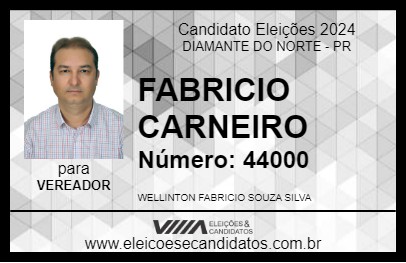 Candidato FABRICIO CARNEIRO 2024 - DIAMANTE DO NORTE - Eleições