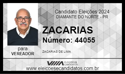 Candidato ZACARIAS 2024 - DIAMANTE DO NORTE - Eleições