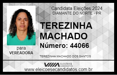 Candidato TEREZINHA MACHADO 2024 - DIAMANTE DO NORTE - Eleições