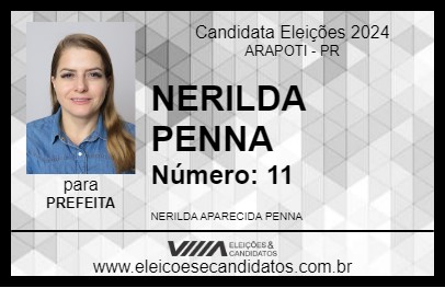 Candidato NERILDA PENNA 2024 - ARAPOTI - Eleições