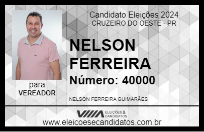 Candidato NELSON FERREIRA 2024 - CRUZEIRO DO OESTE - Eleições