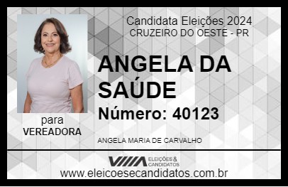 Candidato ANGELA DA SAÚDE 2024 - CRUZEIRO DO OESTE - Eleições