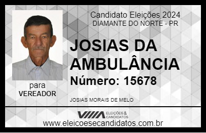 Candidato JOSIAS DA AMBULÂNCIA 2024 - DIAMANTE DO NORTE - Eleições