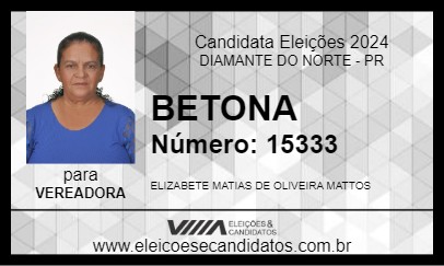 Candidato BETONA 2024 - DIAMANTE DO NORTE - Eleições