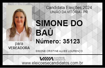 Candidato SIMONE DO BAÚ 2024 - UNIÃO DA VITÓRIA - Eleições