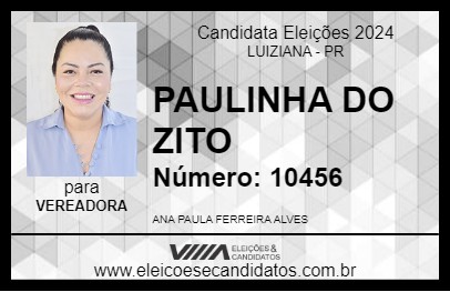 Candidato PAULINHA DO ZITO 2024 - LUIZIANA - Eleições