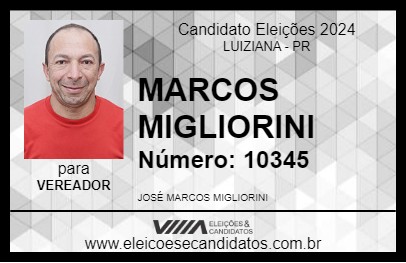 Candidato MARCOS MIGLIORINI 2024 - LUIZIANA - Eleições