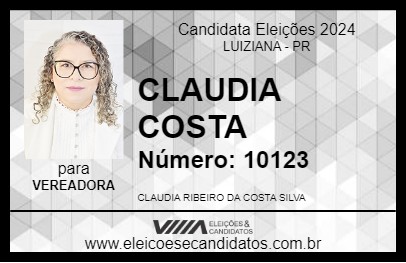 Candidato CLAUDIA COSTA 2024 - LUIZIANA - Eleições