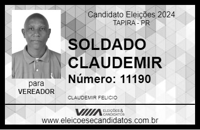 Candidato SOLDADO CLAUDEMIR 2024 - TAPIRA - Eleições