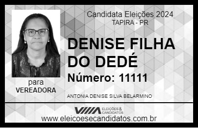 Candidato DENISE FILHA DO DEDÉ 2024 - TAPIRA - Eleições