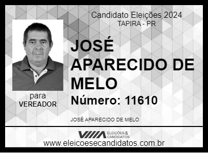 Candidato JOSÉ APARECIDO DE MELO 2024 - TAPIRA - Eleições