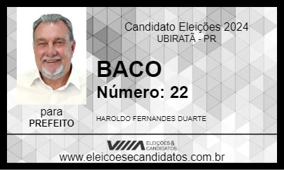 Candidato BACO 2024 - UBIRATÃ - Eleições