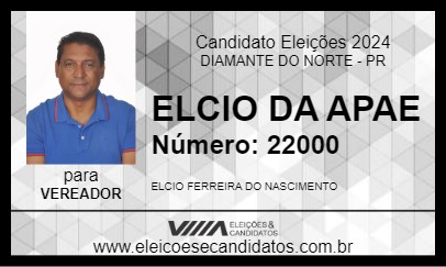 Candidato ÉLCIO 2024 - DIAMANTE DO NORTE - Eleições