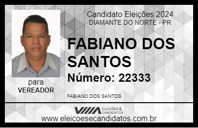 Candidato FABIANO DOS SANTOS 2024 - DIAMANTE DO NORTE - Eleições