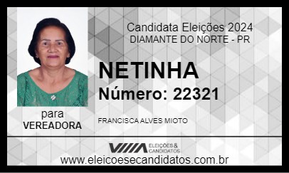 Candidato NETINHA 2024 - DIAMANTE DO NORTE - Eleições