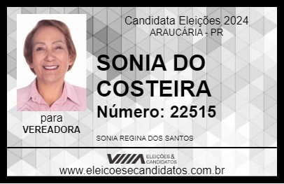 Candidato SONIA DO COSTEIRA 2024 - ARAUCÁRIA - Eleições