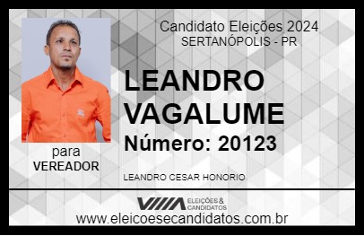 Candidato LEANDRO VAGALUME 2024 - SERTANÓPOLIS - Eleições