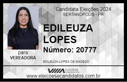 Candidato EDILEUZA LOPES 2024 - SERTANÓPOLIS - Eleições