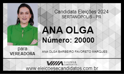 Candidato ANA OLGA 2024 - SERTANÓPOLIS - Eleições