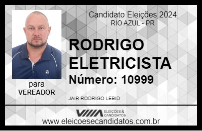 Candidato RODRIGO ELETRICISTA 2024 - RIO AZUL - Eleições