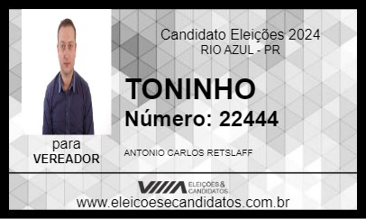 Candidato TONINHO 2024 - RIO AZUL - Eleições