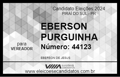 Candidato EBERSON PURGUINHA 2024 - PIRAÍ DO SUL - Eleições