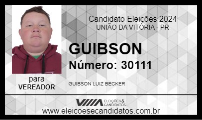 Candidato GUIBSON 2024 - UNIÃO DA VITÓRIA - Eleições