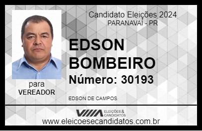 Candidato EDSON BOMBEIRO 2024 - PARANAVAÍ - Eleições