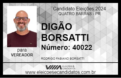 Candidato DIGÃO BORSATTI 2024 - QUATRO BARRAS - Eleições