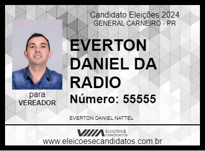 Candidato EVERTON DANIEL DA RADIO 2024 - GENERAL CARNEIRO - Eleições