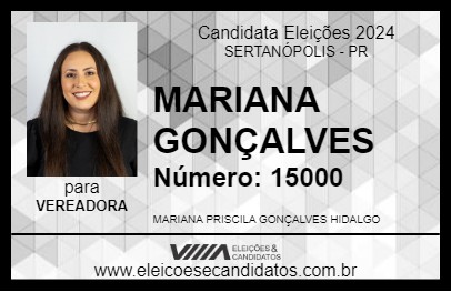 Candidato MARIANA GONÇALVES 2024 - SERTANÓPOLIS - Eleições