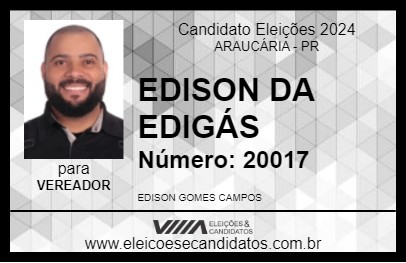 Candidato EDISON DA EDIGÁS 2024 - ARAUCÁRIA - Eleições