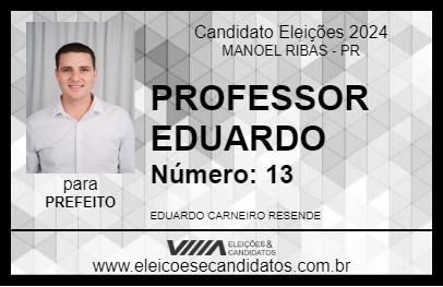 Candidato PROFESSOR EDUARDO 2024 - MANOEL RIBAS - Eleições