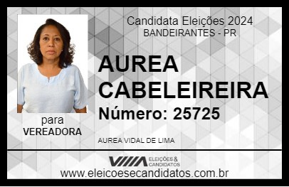 Candidato AUREA CABELEIREIRA 2024 - BANDEIRANTES - Eleições