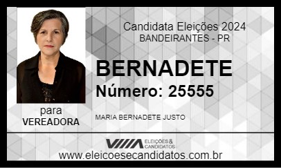 Candidato BERNADETE 2024 - BANDEIRANTES - Eleições