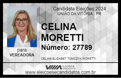 Candidato CELINA MORETTI 2024 - UNIÃO DA VITÓRIA - Eleições