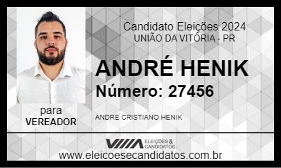 Candidato ANDRÉ HENIK 2024 - UNIÃO DA VITÓRIA - Eleições