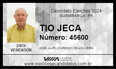 Candidato TIO JECA 2024 - GUAMIRANGA - Eleições