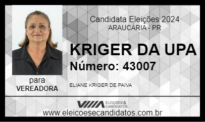 Candidato KRIGER DA UPA 2024 - ARAUCÁRIA - Eleições