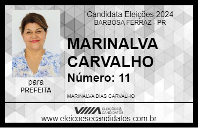 Candidato MARINALVA CARVALHO 2024 - BARBOSA FERRAZ - Eleições