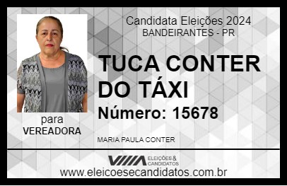 Candidato TUCA CONTER DO TÁXI 2024 - BANDEIRANTES - Eleições