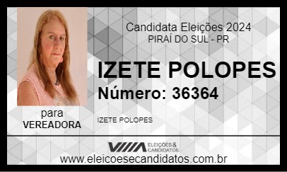 Candidato IZETE POLOPES 2024 - PIRAÍ DO SUL - Eleições