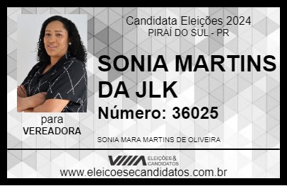 Candidato SONIA MARTINS DA JLK 2024 - PIRAÍ DO SUL - Eleições