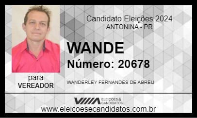 Candidato WANDE 2024 - ANTONINA - Eleições