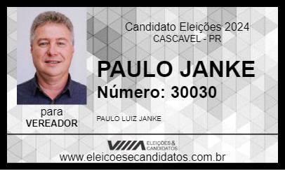 Candidato PAULO JANKE 2024 - CASCAVEL - Eleições