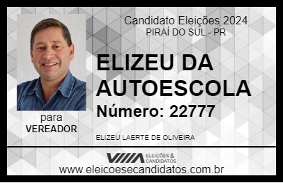 Candidato ELIZEU DA AUTOESCOLA 2024 - PIRAÍ DO SUL - Eleições